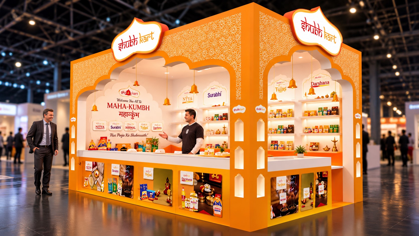 Shubh Kart Maha-Kumbh Exhibition Booth - Stall design Shubh Kart Maha-Kumbh Exhibition Booth - Stall design